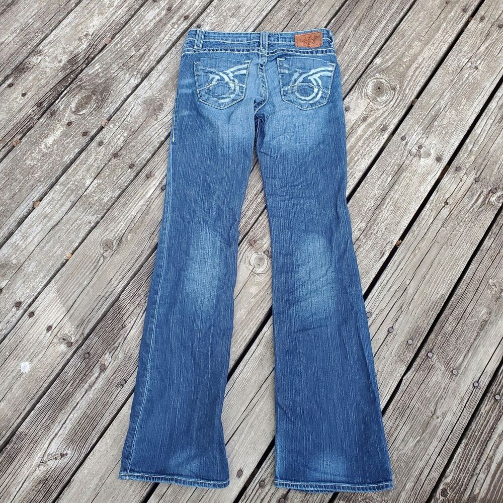 Big Star Jeans 27L Liv Stretch Boot Blue Denim Thick Stitch Mid Rise Women - Picture 3 of 13